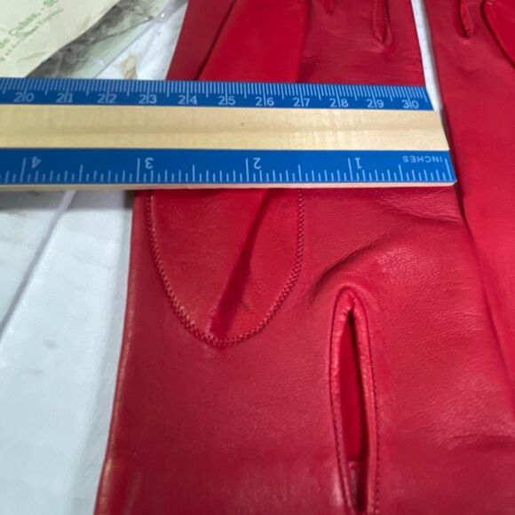 VTG Red leather gloves Madrid Manuel Pascual Moran glove maker - Picture 7 of 9